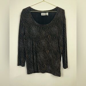 Chico's women’s top zebra pattern with shimmer in black and brown 2